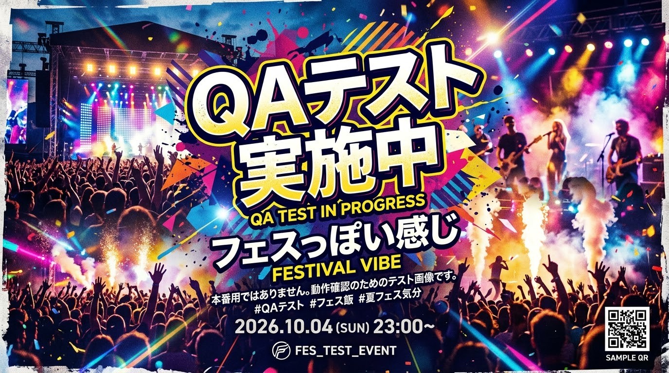 QAテスト実施中 フェスっぽい感じ